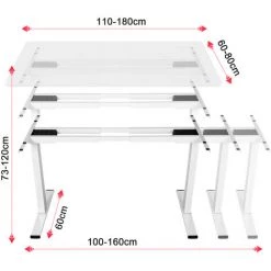 Devoko Cadre Bureau Réglable En Hauteur à 2 Moteurs, Cadre De Table Bureau Assis Debout, Panneau Avec 3 Claviers à Mémoire, Charge Maximale : 100 Kg Blanc 10 Devoko Cadre Bureau Réglable En Hauteur à 2 Moteurs, Cadre De Table Bureau Assis Debout, Panneau Avec 3 Claviers à Mémoire, Charge Maximale : 100 Kg Blanc -France Bureau Soldes 2022 59657454 4