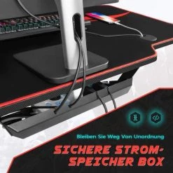 Devoko Bureau Gaming Avec Tapis De Souris,Bureau Gamer Table 140cm Pour Jeu-Vidéo Noir -France Bureau Soldes 2022 59657485 4