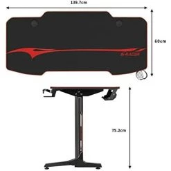 Devoko Bureau Gaming Avec Tapis De Souris,Bureau Gamer Table 140cm Pour Jeu-Vidéo Noir -France Bureau Soldes 2022 59657485 5
