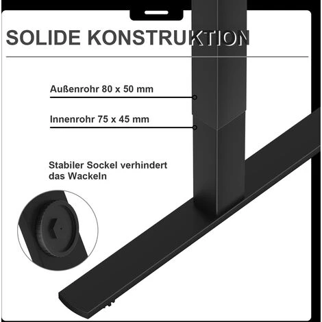 Devoko Cadre Bureau Réglable En Hauteur à Simple Moteurs, Cadre De Table Bureau Assis Debout, Panneau Avec 3 Claviers à Mémoire, Charge Maximale : 100 Kg Noir 4 Devoko Cadre Bureau Réglable En Hauteur à Simple Moteurs, Cadre De Table Bureau Assis Debout, Panneau Avec 3 Claviers à Mémoire, Charge Maximale : 100 Kg Noir – Image 2