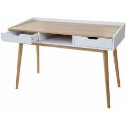 DéCOSHOP26 Bureau Avec Tiroirs De Rangement Compartiment De Rangement 120x55cm MDF Aspect Frêne - Noir