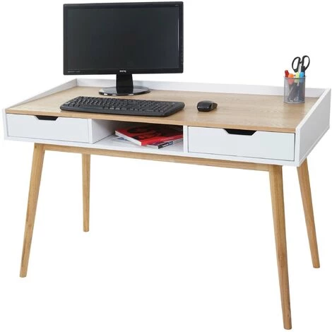 DéCOSHOP26 Bureau Avec Tiroirs De Rangement Compartiment De Rangement 120x55cm MDF Aspect Frêne - Noir 4 DéCOSHOP26 Bureau Avec Tiroirs De Rangement Compartiment De Rangement 120x55cm MDF Aspect Frêne - Noir – Image 2