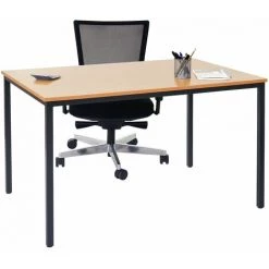DéCOSHOP26 Bureau Table De Conférence 120x80cm MDF Aspect Hêtre - Noir -France Bureau Soldes 2022 59683158 5