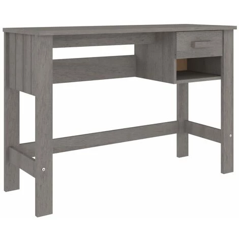 YOUTHUP Bureau Gris Clair 110x40x75 Cm Bois Massif De Pin - Gris 4 YOUTHUP Bureau Gris Clair 110x40x75 Cm Bois Massif De Pin - Gris – Image 2