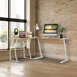 Relaxdays Bureau D'angle Effet Chêne, HxLxP : 73 X 147 X 112 Cm, Pour Travail Et Télétravail, Table En L, Nature/blanc 9 Relaxdays Bureau D'angle Effet Chêne, HxLxP : 73 X 147 X 112 Cm, Pour Travail Et Télétravail, Table En L, Nature/blanc -France Bureau Soldes 2022 59806855 3