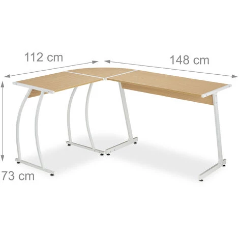Relaxdays Bureau D'angle Effet Chêne, HxLxP : 73 X 147 X 112 Cm, Pour Travail Et Télétravail, Table En L, Nature/blanc 7 Relaxdays Bureau D'angle Effet Chêne, HxLxP : 73 X 147 X 112 Cm, Pour Travail Et Télétravail, Table En L, Nature/blanc – Image 5
