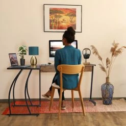 Relaxdays Bureau D'angle Effet Noyer, HxLxP : 73 X 147 X 112 Cm, Pour Travail Et Télétravail, Table En L, Marron/noir -France Bureau Soldes 2022 59806856 4