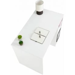 IDIMEX Bureau LIAM Avec Rangement Caisson Avec 2 étagères Réglables En Hauteur, En Pin Massif Lasuré Blanc - Blanc -France Bureau Soldes 2022 59815664 3