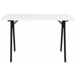 ALTOBUY GRAM - Bureau Blanc Et Piétement Hévéa Massif Noir - Blanc