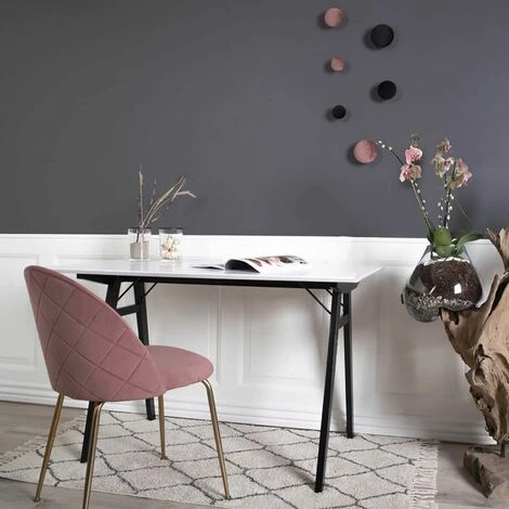 ALTOBUY GRAM - Bureau Blanc Et Piétement Hévéa Massif Noir - Blanc 4 ALTOBUY GRAM - Bureau Blanc Et Piétement Hévéa Massif Noir - Blanc – Image 2