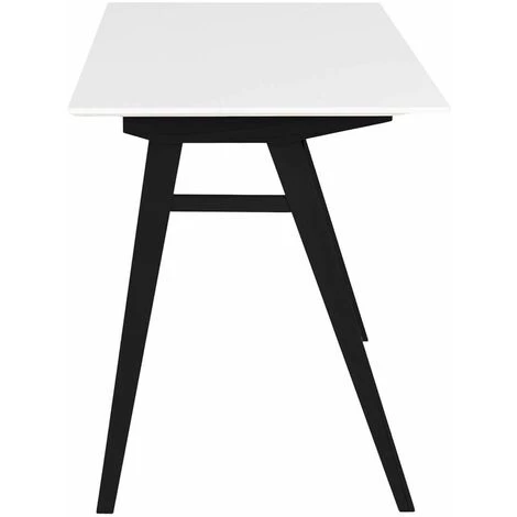 ALTOBUY GRAM - Bureau Blanc Et Piétement Hévéa Massif Noir - Blanc 5 ALTOBUY GRAM - Bureau Blanc Et Piétement Hévéa Massif Noir - Blanc – Image 3