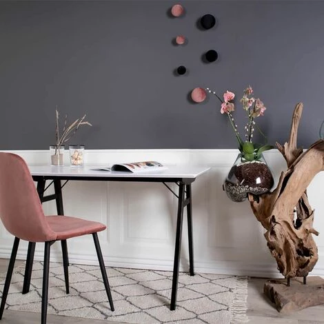 ALTOBUY GRAM - Bureau Blanc Et Piétement Hévéa Massif Noir - Blanc 7 ALTOBUY GRAM - Bureau Blanc Et Piétement Hévéa Massif Noir - Blanc – Image 5