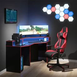 Table D'ordinateur „Kron“ Noir/Rouge Set 5 Vicco -France Bureau Soldes 2022 59838546 4