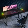 DMTOOL GEEMAX Bureau Gamer étudiant PC Informatique Bureau De Gaming 6 LED 140 X 60 X 75 Cm Noir