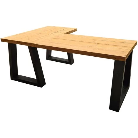 Wood4you Bureau D'angle Vancouver Bois Torréfié 190/160Lx74Px75H Anthracite 3 Wood4you Bureau D'angle Vancouver Bois Torréfié 190/160Lx74Px75H Anthracite