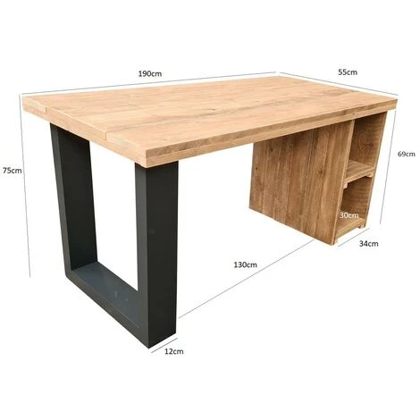Wood4you Desk San Diego - Bois D'échafaudage 190Lx55Dx75H Anthracite 4 Wood4you Desk San Diego - Bois D'échafaudage 190Lx55Dx75H Anthracite – Image 2