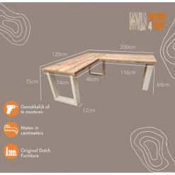 FALSE Wood4you Bureau D'angle New England échafaudage Bois 200/120Lx74Px75H Blanc 8 FALSE Wood4you Bureau D'angle New England échafaudage Bois 200/120Lx74Px75H Blanc -France Bureau Soldes 2022 59962580 2