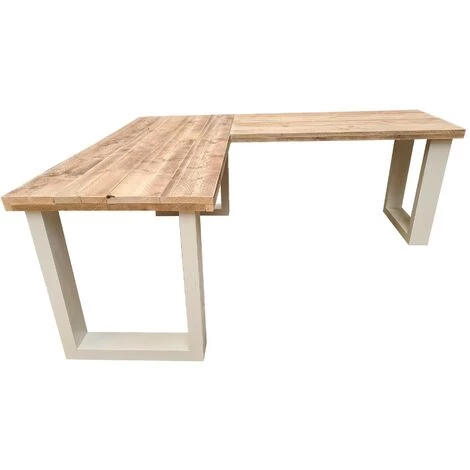 FALSE Wood4you Bureau D'angle New England échafaudage Bois 200/120Lx74Px75H Blanc 5 FALSE Wood4you Bureau D'angle New England échafaudage Bois 200/120Lx74Px75H Blanc – Image 3