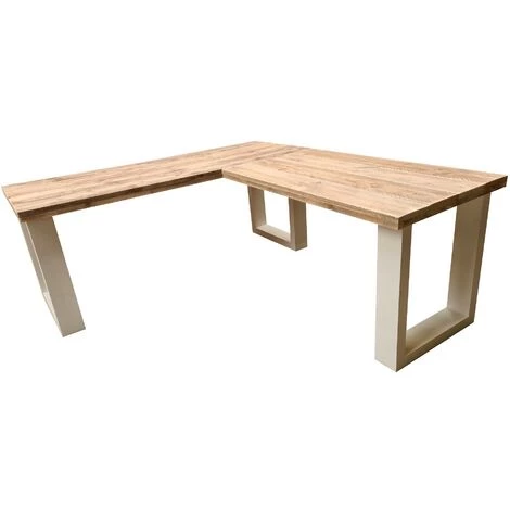 FALSE Wood4you Bureau D'angle New England échafaudage Bois 200/120Lx74Px75H Blanc 6 FALSE Wood4you Bureau D'angle New England échafaudage Bois 200/120Lx74Px75H Blanc – Image 4