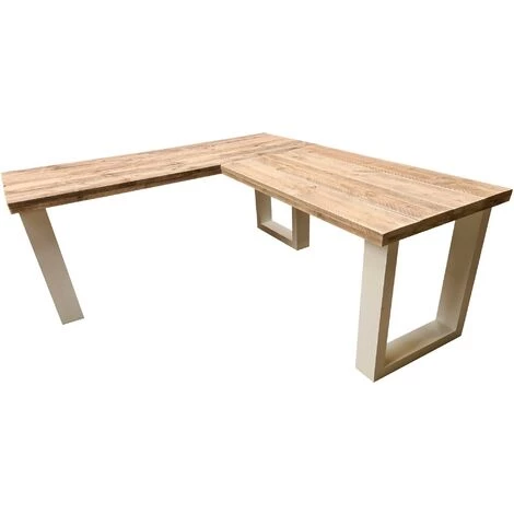 FALSE Wood4you Bureau D'angle New England échafaudage Bois 200/120Lx74Px75H Blanc 7 FALSE Wood4you Bureau D'angle New England échafaudage Bois 200/120Lx74Px75H Blanc – Image 5