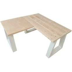 Wood4you Bureau D'angle Vancouver Spruce 200/130Lx74Px75H Blanc -France Bureau Soldes 2022 59962706 5