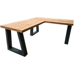 FALSE Wood4you Bureau D'angle Vancouver Bois Torréfié 200/120Lx74Px75H Anthracite -France Bureau Soldes 2022 59962804 3