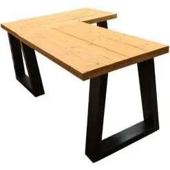 FALSE Wood4you Bureau D'angle Vancouver Bois Torréfié 180/160Lx74Px75H Noir -France Bureau Soldes 2022 59962807 3