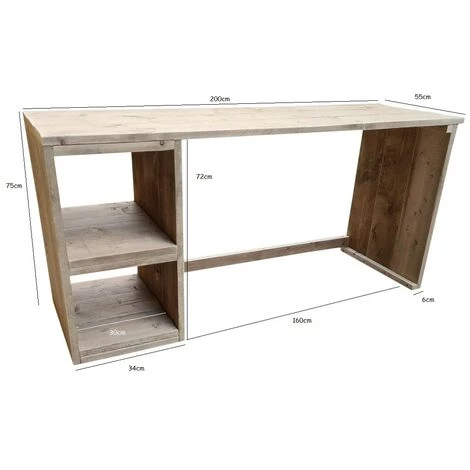 FALSE Wood4you Bureau Detroit - échafaudage Bois 200Lx55Px75H 4 FALSE Wood4you Bureau Detroit - échafaudage Bois 200Lx55Px75H – Image 2