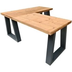 FALSE Wood4you Bureau D'angle Vancouver Bois Torréfié 200/130Lx74Px75H Anthracite -France Bureau Soldes 2022 59962820 4