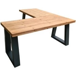 FALSE Wood4you Bureau D'angle Vancouver Bois Torréfié 200/130Lx74Px75H Anthracite -France Bureau Soldes 2022 59962820 5