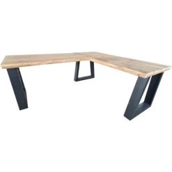 Wood4you Bureau D'angle Vancouver échafaudage Bois 180/160Lx74Px75H Anthracite -France Bureau Soldes 2022 59962841 3