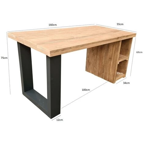 FALSE Wood4you Bureau San Diego - échafaudage Bois 160Lx55Px75H Anthracite 4 FALSE Wood4you Bureau San Diego - échafaudage Bois 160Lx55Px75H Anthracite – Image 2