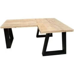 Wood4you Bureau D'angle Vancouver échafaudage Bois 190/160Lx74Px75H Noir