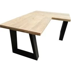 Wood4you Bureau D'angle Vancouver échafaudage Bois 190/160Lx74Px75H Noir -France Bureau Soldes 2022 59962854 3