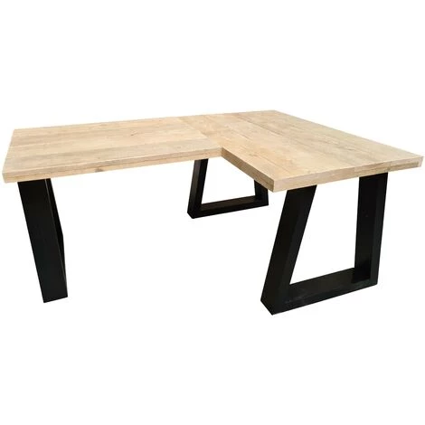 FALSE Wood4you Bureau D'angle Vancouver échafaudage Bois 200/150Lx74Px75H Noir 3 FALSE Wood4you Bureau D'angle Vancouver échafaudage Bois 200/150Lx74Px75H Noir