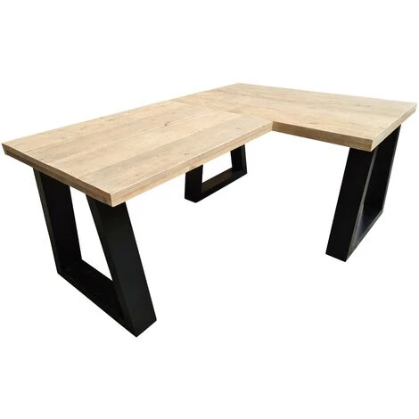 FALSE Wood4you Bureau D'angle Vancouver échafaudage Bois 200/150Lx74Px75H Noir 5 FALSE Wood4you Bureau D'angle Vancouver échafaudage Bois 200/150Lx74Px75H Noir – Image 3