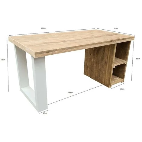 Wood4you Bureau San Diego - Bois D'échafaudage 150Lx74Px75H Cm Blanc 4 Wood4you Bureau San Diego - Bois D'échafaudage 150Lx74Px75H Cm Blanc – Image 2