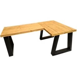 Wood4you Bureau D'angle Vancouver Bois Torréfié 200/150Lx74Px75H Noir 11 Wood4you Bureau D'angle Vancouver Bois Torréfié 200/150Lx74Px75H Noir -France Bureau Soldes 2022 59962994 5