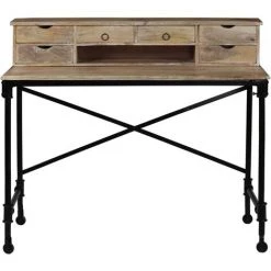 NOVA Bureau En Bois Massif En Mangue Et Acier 110x50x96 Cm -France Bureau Soldes 2022 59981095 4