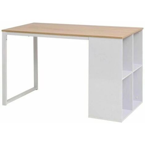 NOVA Bureau De Bureau Moderne Avec étagères Latérales 120x60x75cm Différentes Couleurs Couleur : Chêne Et Blanc 4 NOVA Bureau De Bureau Moderne Avec étagères Latérales 120x60x75cm Différentes Couleurs Couleur : Chêne Et Blanc – Image 2