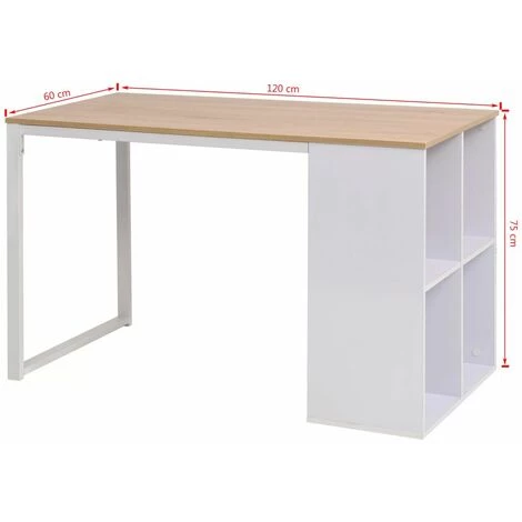 NOVA Bureau De Bureau Moderne Avec étagères Latérales 120x60x75cm Différentes Couleurs Couleur : Chêne Et Blanc 5 NOVA Bureau De Bureau Moderne Avec étagères Latérales 120x60x75cm Différentes Couleurs Couleur : Chêne Et Blanc – Image 3