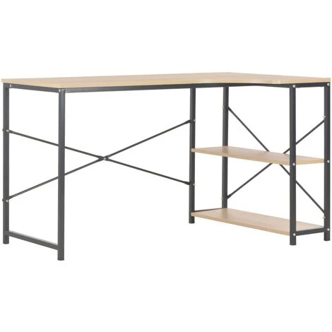 NOVA Bureau D'ordinateur Au L 120x72x70 Cm Avec 2 étagères En Bois Et En Métal Différentes Couleurs Couleur : Noir Et Chêne 4 NOVA Bureau D'ordinateur Au L 120x72x70 Cm Avec 2 étagères En Bois Et En Métal Différentes Couleurs Couleur : Noir Et Chêne – Image 2