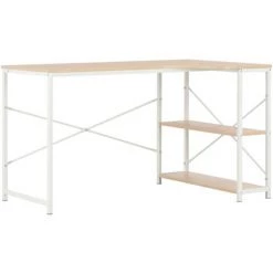 NOVA Bureau Angulaire Avec Diverses étagères De Bureau En Bois 120x72x70 Cm Couleur : Blanc Et Chêne -France Bureau Soldes 2022 59995516 3
