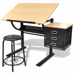 NOVA Bureau De Destelles Avec Deux Tiroirs Table De Dessin Avec Tabouret