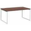SANS MARQUE Bureau Droit Noyer L 160 X P 90 Cm, Piètement Métal Format Carré - Milano - Piétement Blanc - Maxiburo