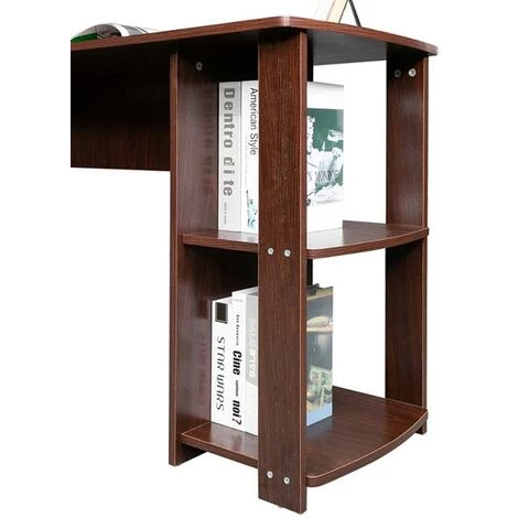 LYCXAMES Bureau D'ordinateur à Angle Droit En Bois En Forme De L Avec étagères à Deux Couches 6 LYCXAMES Bureau D'ordinateur à Angle Droit En Bois En Forme De L Avec étagères à Deux Couches – Image 4