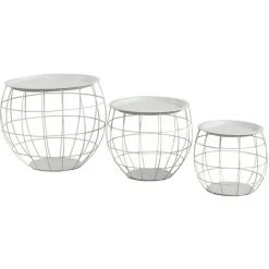 3 Tables Centrales Rondes Baloon Thinia Home - Blanc