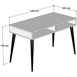 COTECOSY Bureau 2 étagères Mazeau L120xH74,8cm Chêne Foncé Et Chêne Clair - Bois -France Bureau Soldes 2022 60093508 4