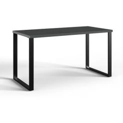 Bureau Coloris Graphite/effet Acier - Longueur 140 X Hauteur 75 X Profondeur 70 Cm -PEGANE-
