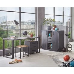 Bureau Coloris Graphite/effet Acier - Longueur 140 X Hauteur 75 X Profondeur 70 Cm -PEGANE- 9 Bureau Coloris Graphite/effet Acier - Longueur 140 X Hauteur 75 X Profondeur 70 Cm -PEGANE- -France Bureau Soldes 2022 60152427 3